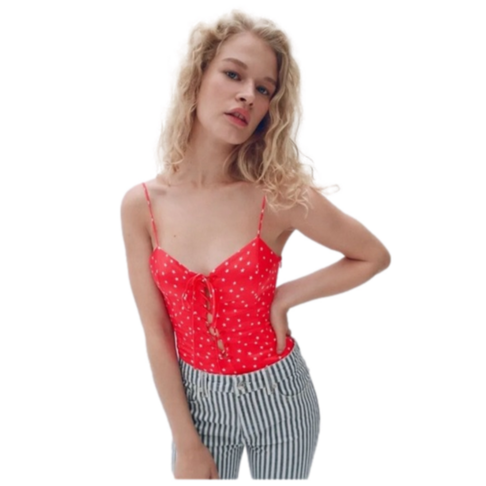 3/$30 _ ZARA | NWT 🏷️ Star Print Red White Stars Snap Bottom Bodysuit - XS